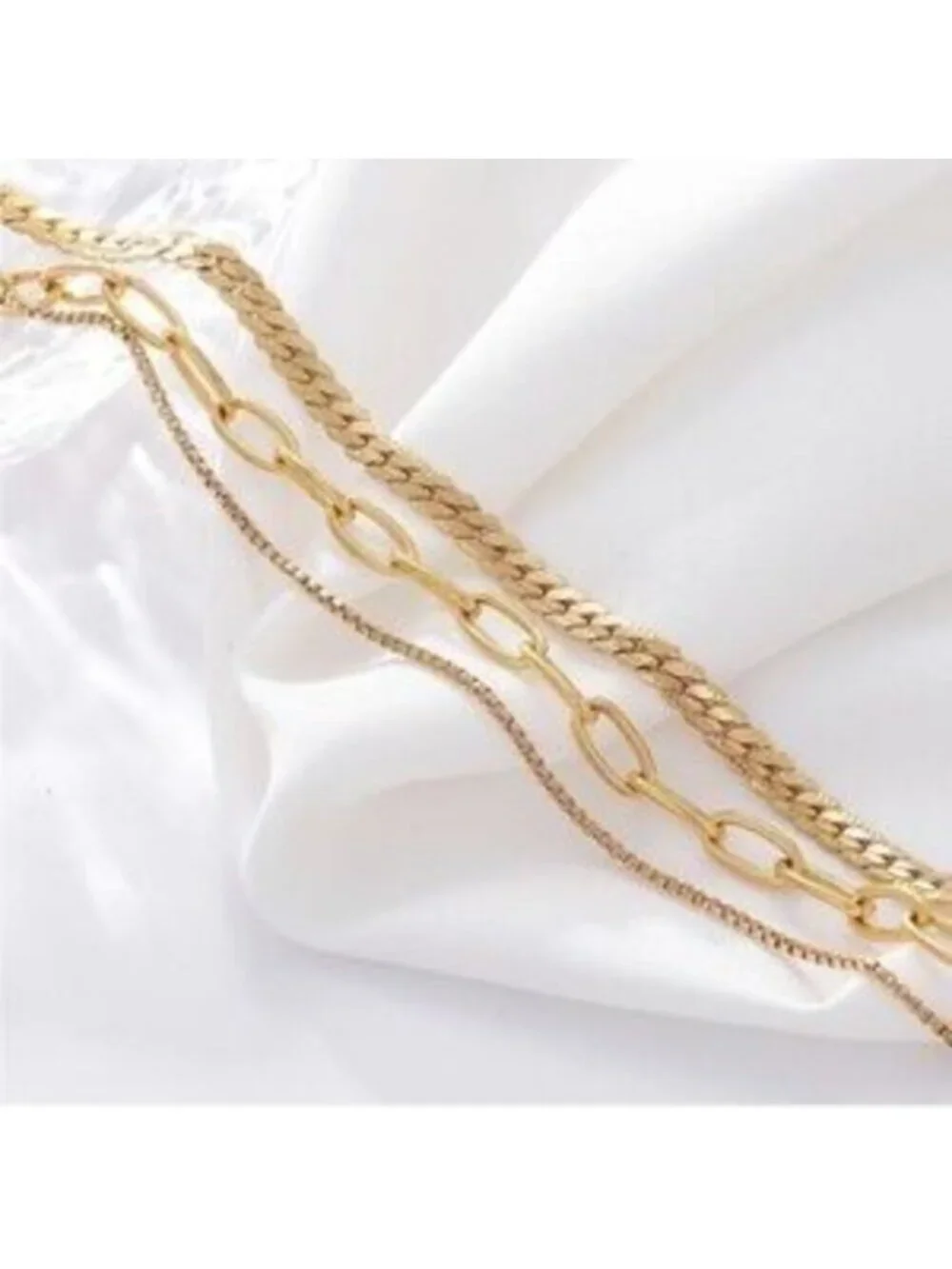 Gold 14k Gold Plated Herringbone Chain Layered Bracelet